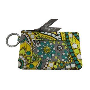 Vera Bradley Zip Up ID & Coin Purse with Key Ring Lemon Parfait 2013 Retired